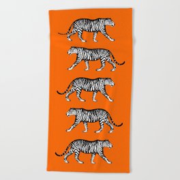 Tigers (Orange and White) Beach Towel