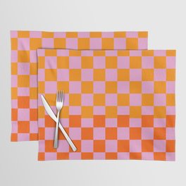 Checkered Pattern in Red, Orange and Dusty Pink Placemat