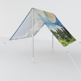Glacier National Park Landscape With Lake and Mountains Sun Shade