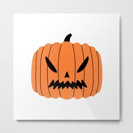 Creepy halloween pumpkin jack o lantern head cartoon Metal Print