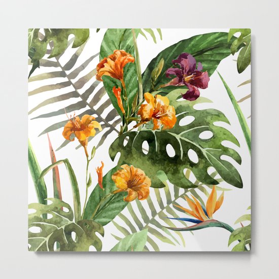 Tropical Floral Pattern 01 Metal Print