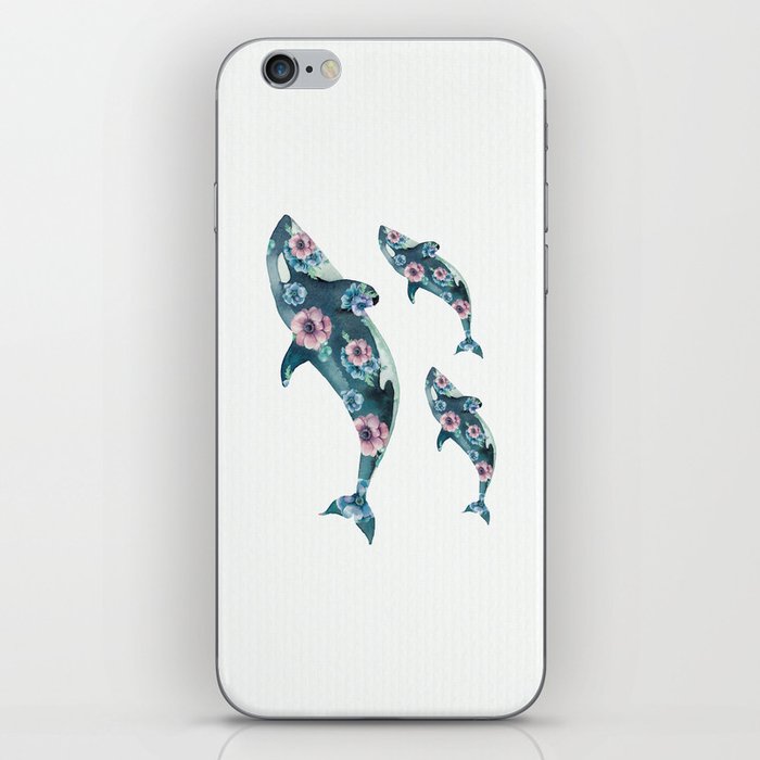 Rose Garden Whales iPhone Skin