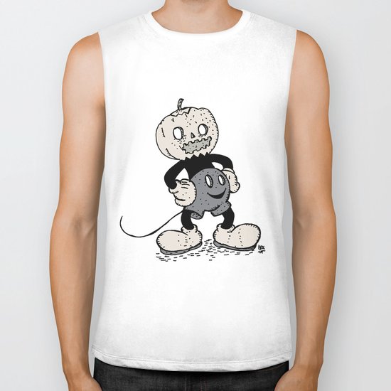 Mickey Pumpkin (desaturated) Biker Tank