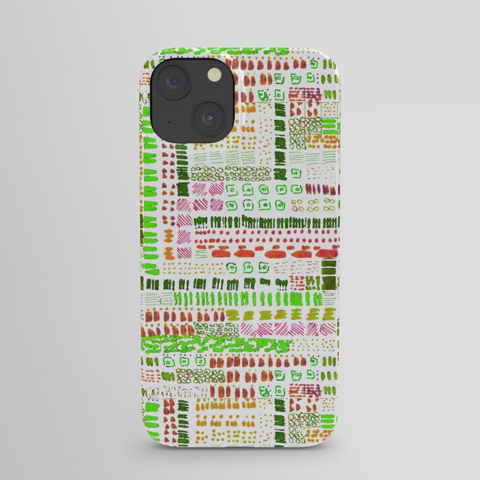 green and red orange ink marks hand-drawn collection iPhone Case