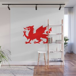 WELSH DRAGON red with white shadow. Wall Mural