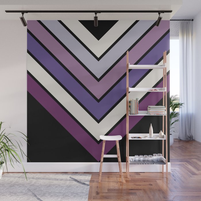 Purple Night Bloom Chevron Wall Mural by Leese | Society6