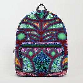 Stained Glass Tulip Heart in Pink and Green Backpack