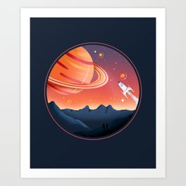 Rocket to Saturn Art Print