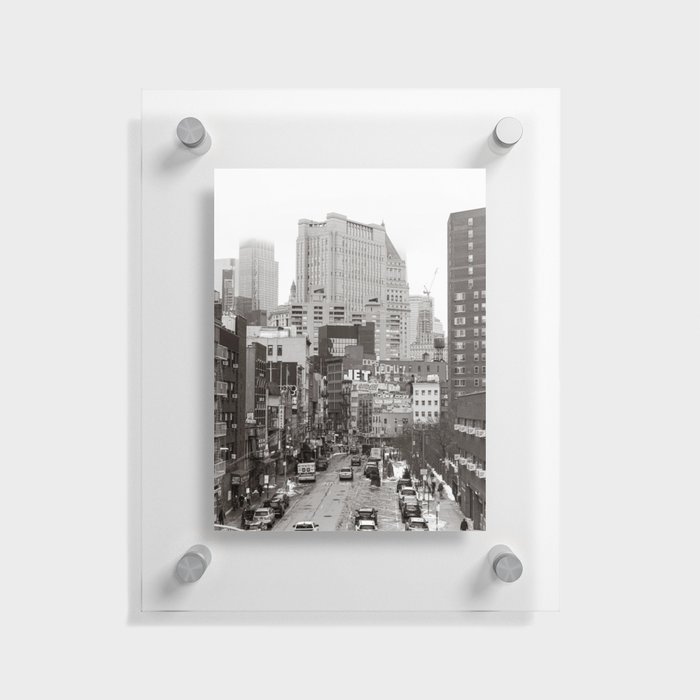 Chinatown New York City Views | Sepia Street Photography Floating Acrylic Print