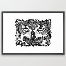 Disinterested Owl | Animal Zentangle Design | Hand-Drawn Owl Doodle | Unique Art Framed Art Print