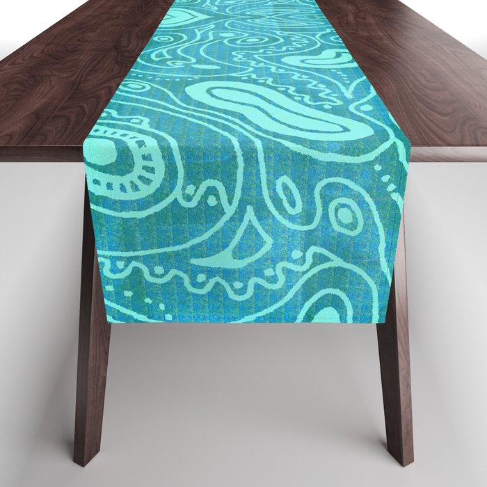 Tangled Pattern 25 in Turquoise Table Runner