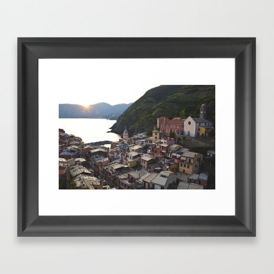 Sunset over Vernazza, Italy Framed Art Print
