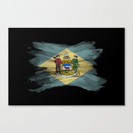 Delaware state flag brush stroke, Delaware flag background Canvas Print