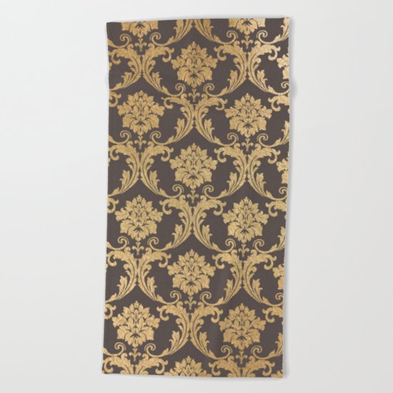 Gold swirls #3 Beach Towel
