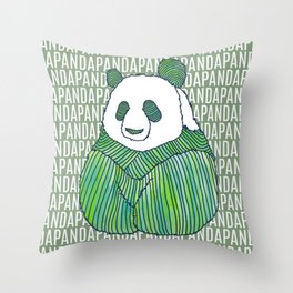 Panda 2 in Green Throw Pillow