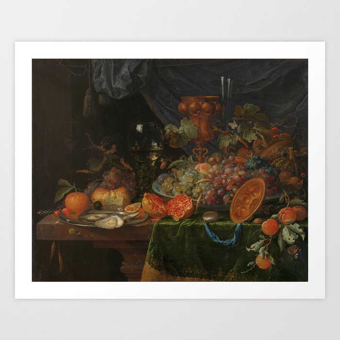 Still Life with Fruit and Oysters, Abraham Mignon, 1660 - 1679 Art Print