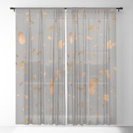 Elegant gray terrazzo with gold and copper spots Sheer Curtain