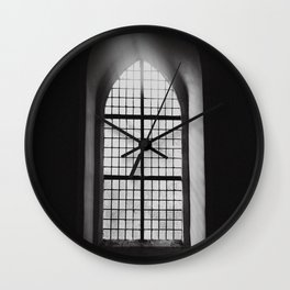 Church window - Black and white art print Wall Clock