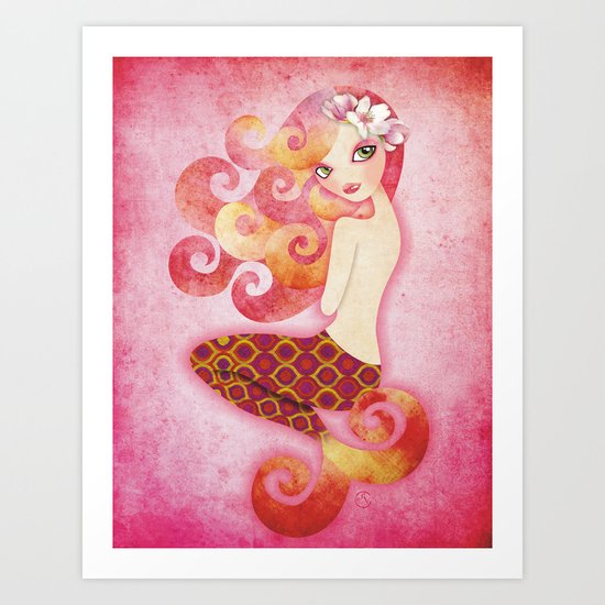 Coraleen, Mermaid in Pink Art Print