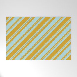 [ Thumbnail: Powder Blue and Goldenrod Colored Lined/Striped Pattern Welcome Mat ]