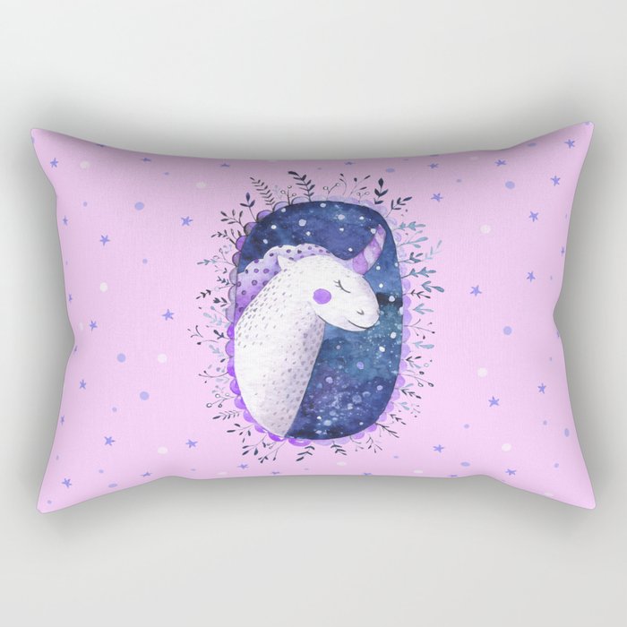 Unicorn - Pink and Purple Rectangular Pillow