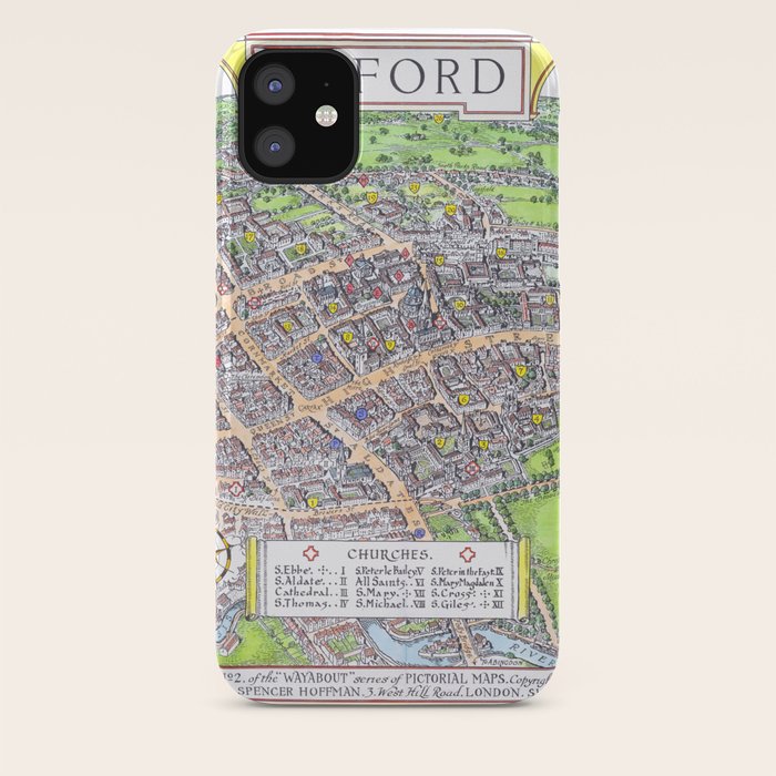 Oxford University Map England Dorm Decor Iphone Case By