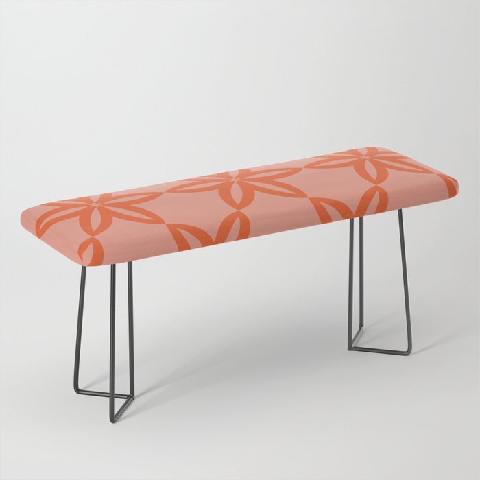 Geometric Flowers Pattern - Orange Pink Bench