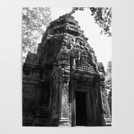 Angkor Thom, Siem Reap 3 - Black and White Poster