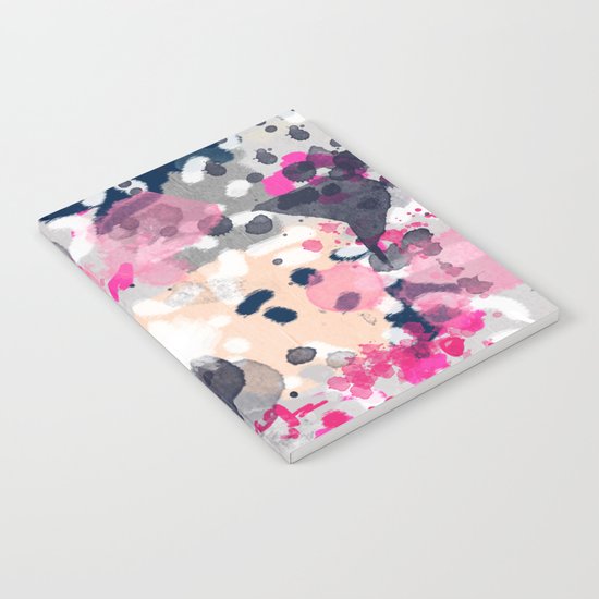 Nico - Abstract painting in modern fresh colors navy, mint, pink, cream, white, and gold Notebook