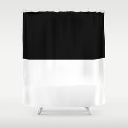 Black And White Split in Horizontal Halves Shower Curtain