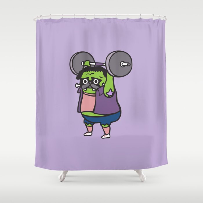 The snatch weightlifting Pug Frank Shower Curtain