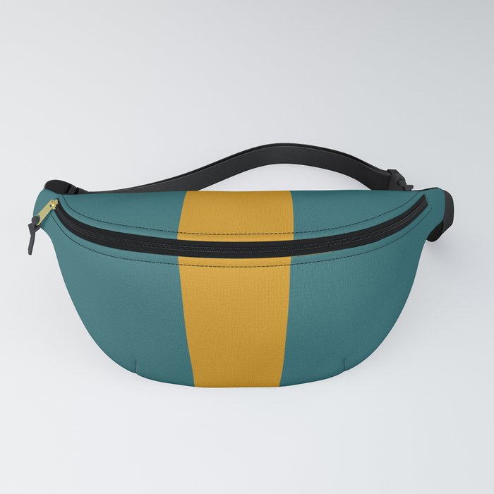 Teal blue with yellow abstract line Fanny Pack