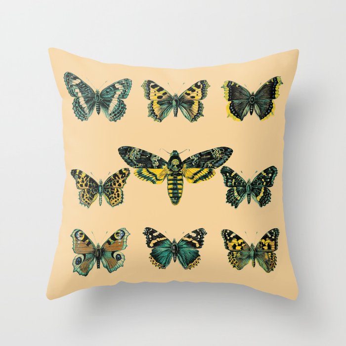 Butterflies and Moth of Europe Throw Pillow