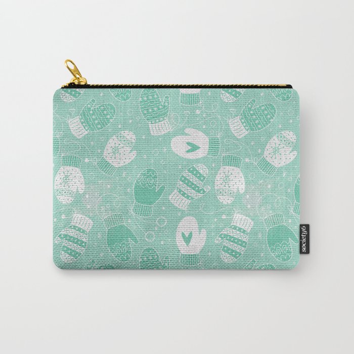 Winter Mittens Mint Carry-All Pouch
