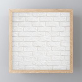 white washed brick wall  light white stone brick  Framed Mini Art Print