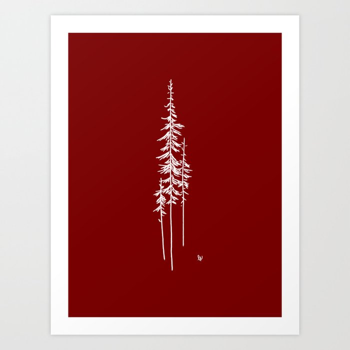 The Forest (Red and White) Art Print