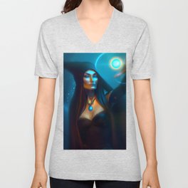 A dark witch casting a spell V Neck T Shirt