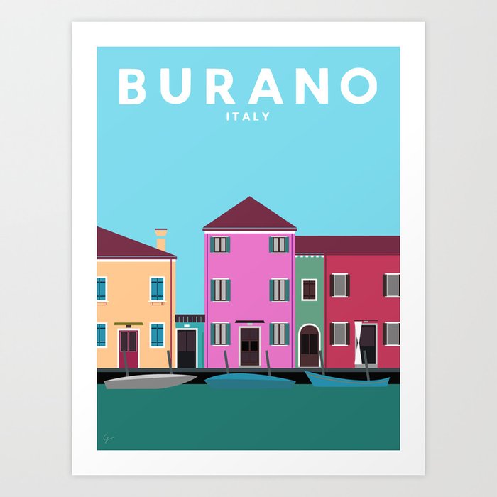 Burano, Italy Travel Poster Art Print