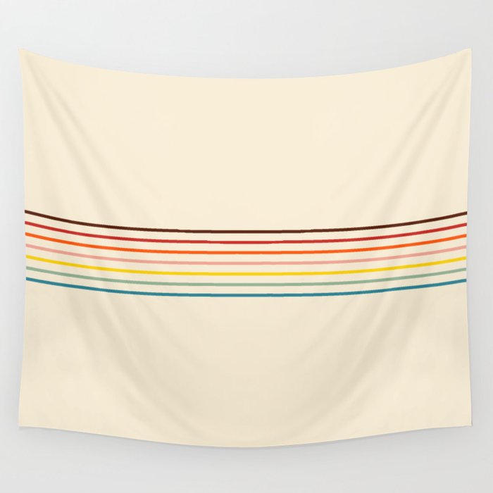 Colorful Fine Line Retro Stripes Wall Tapestry