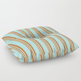 [ Thumbnail: Turquoise and Chocolate Colored Striped/Lined Pattern Floor Pillow ]