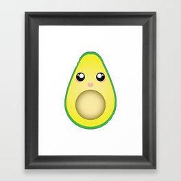 Cute Avocado Fruit Illustration Framed Art Print