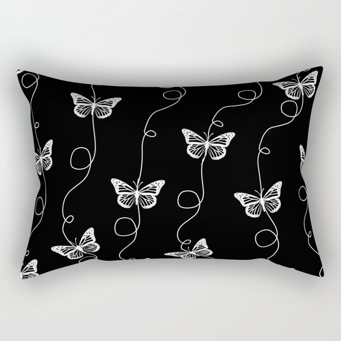 Black and White Butterfly Pattern Rectangular Pillow