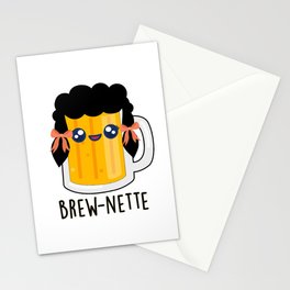 Brew-nette Cute Brunette Beer Pun Stationery Card