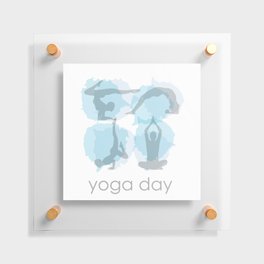 Yoga day workout silhouettes on watercolor paint splashes	 Floating Acrylic Print
