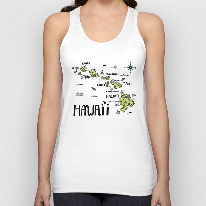 Hawaii Illustrated Map Color Tank Top