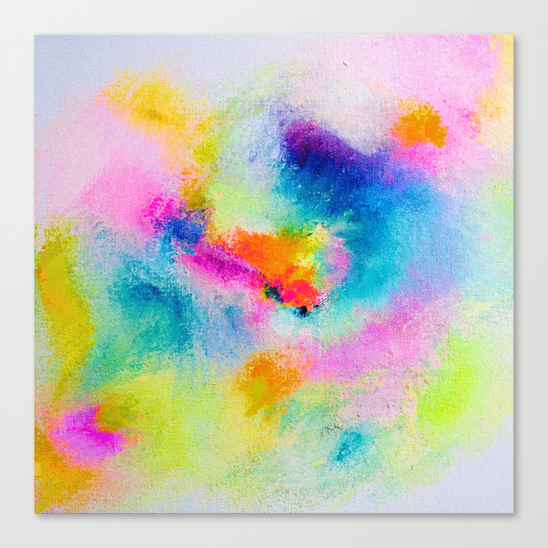 Colorful Abstracted Neon Painting Print Canvas Print By