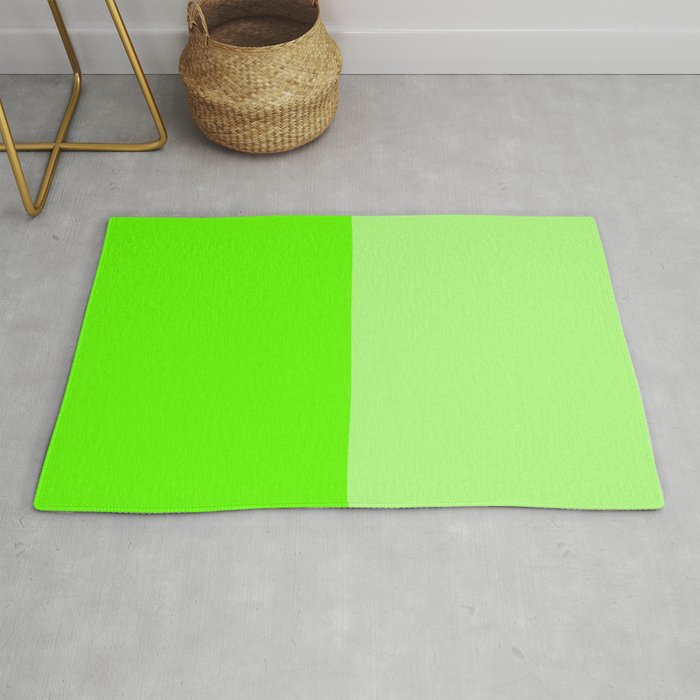 Lime Green Two Monochrome Tone Color Block Rug