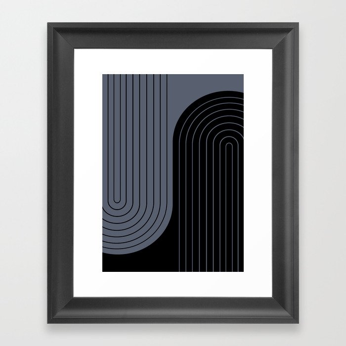 Two Tone Line Curvature LXI Framed Art Print