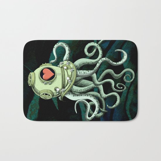octopus diver in love Bath Mat