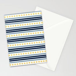 Blue stripes and yellow dots Stationery Card